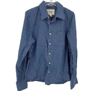Abercrombie & Fitch Button Up Shirt XL Blue Stripe Long Sleeve Cotton Muscle